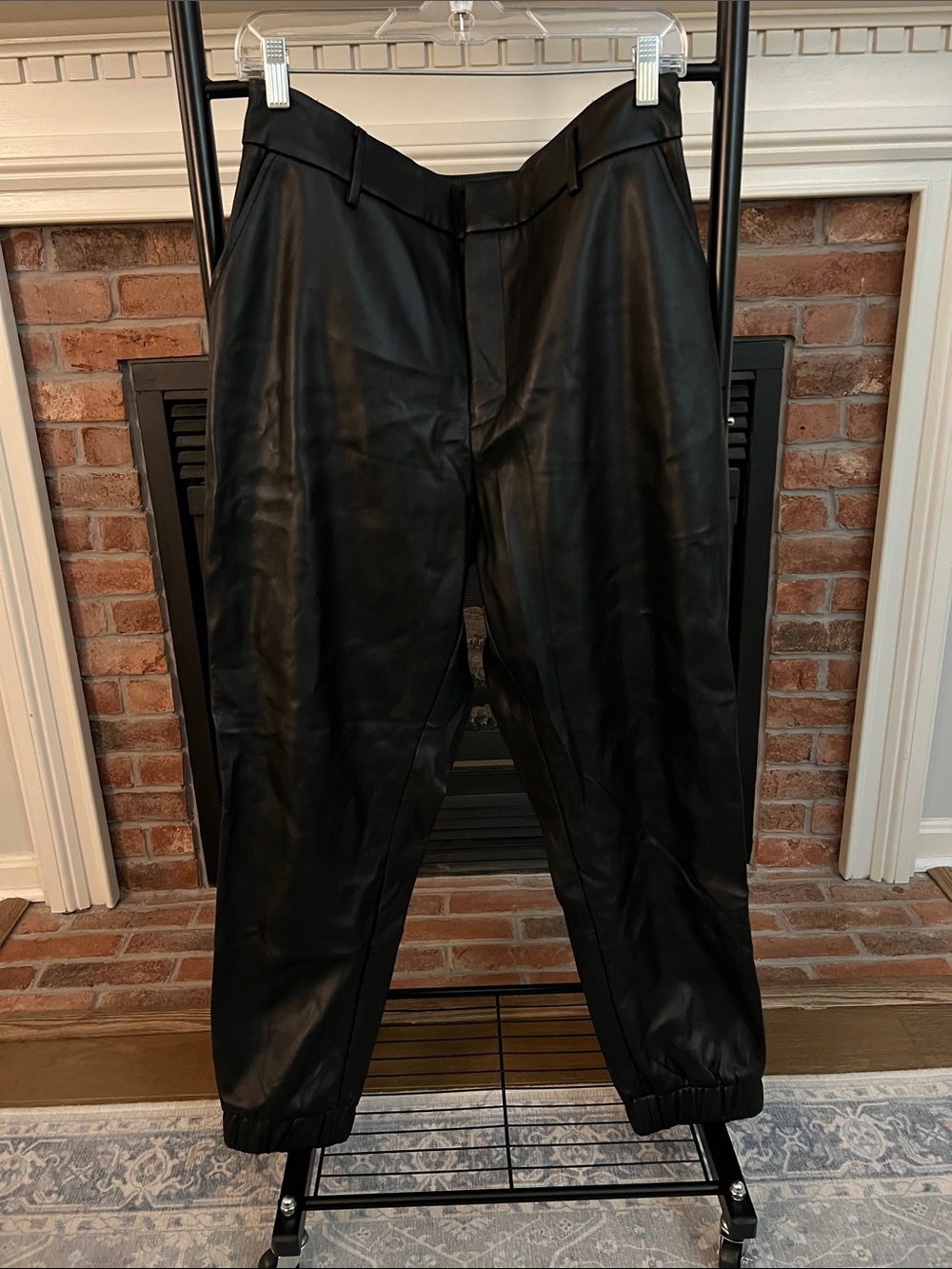 Bar III Black Faux Leather Jogger Pants